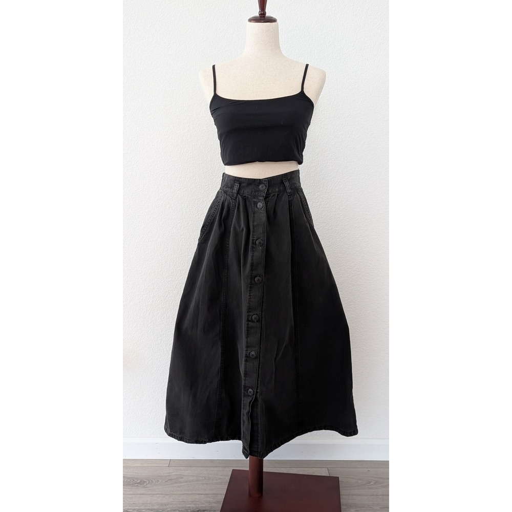 Cherokee Vintage Black Denim Maxi Skirt Womens Size10 - Picture 4 of 6